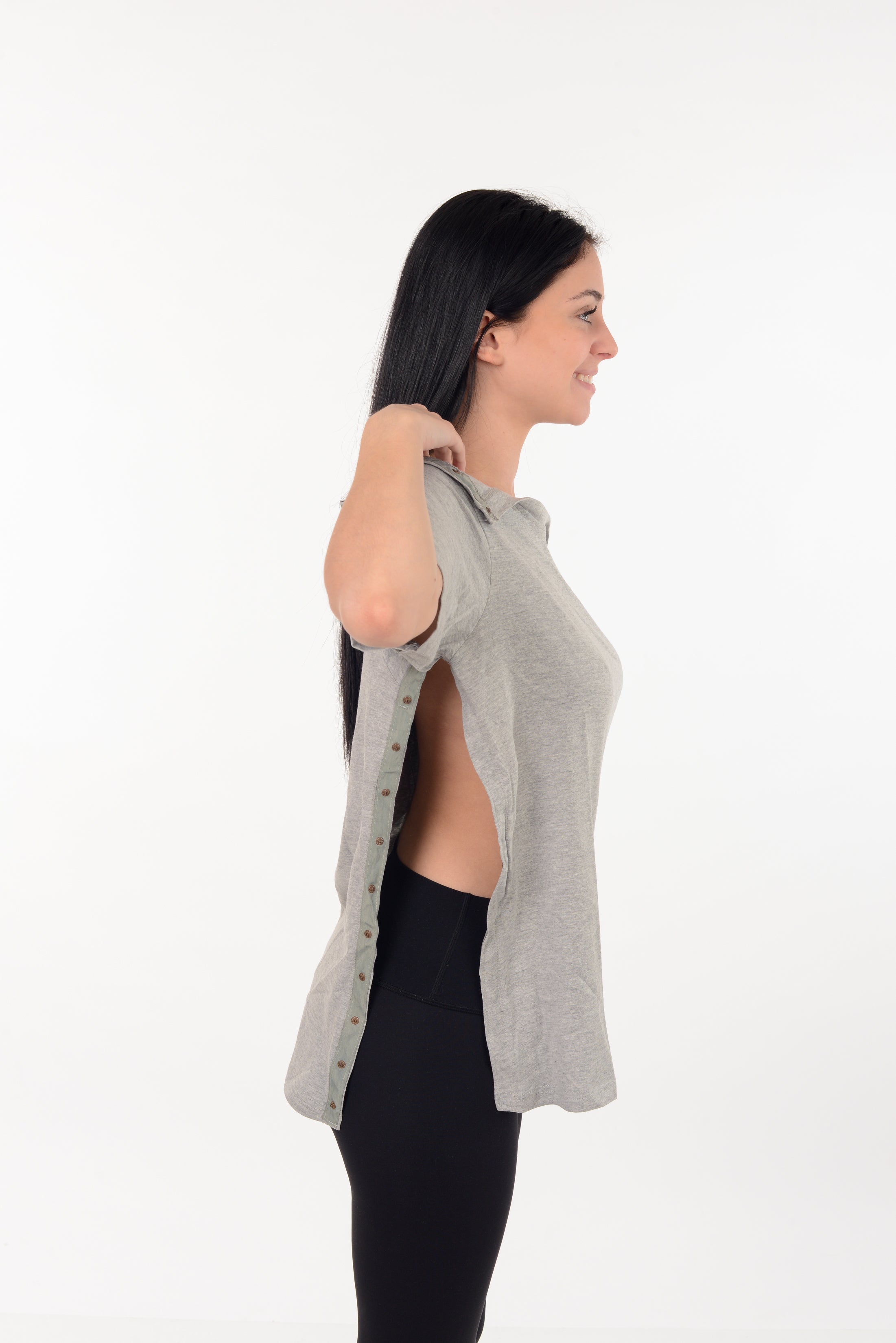 Post Surgery Recovery Tshirt Snap Open TearAway Shirt